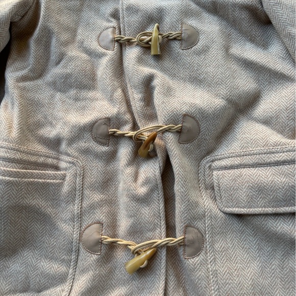 Women's Large Beige/Tan Toggle Wool Coat Autumn Ready **flaw - Picture 5 of 9